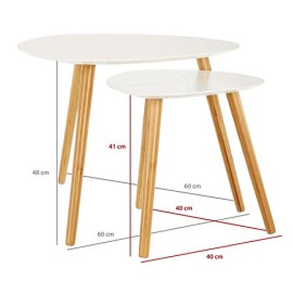 LOMOS® No.2 Set de tables basses blanc constitué de 2 tables en bois LOMOS® No.2 Set de tables basses blanc constitué de 2 tables en bois 6