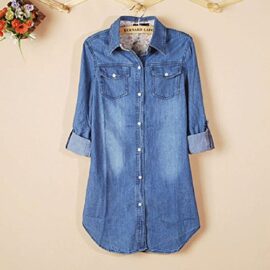 Malloom® Casual Manches Longues Bleu Vintage Chemise En Denim De Nouvelles Femmes En Tête De Blouse Malloom® Casual Manches Longues Bleu Vintage Chemise En Denim De Nouvelles Femmes En Tête De Blouse 5