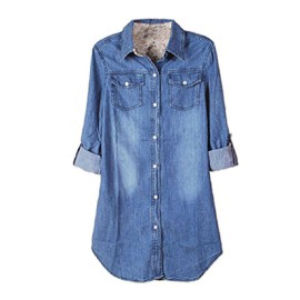 Malloom® Casual Manches Longues Bleu Vintage Chemise En Denim De Nouvelles Femmes En Tête De Blouse Malloom® Casual Manches Longues Bleu Vintage Chemise En Denim De Nouvelles Femmes En Tête De Blouse 2