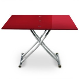 Menzzo B2219S Contemporain Carrera Table Basse Relevable Bois/Inox Laqué Rouge 57/100 x 100/114,2 x 39/76,3 cm Menzzo B2219S Contemporain Carrera Table Basse Relevable Bois/Inox Laqué Rouge 57/100 x 100/114,2 x 39/76,3 cm 2