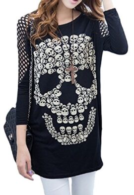 Nouveau Surdimensionné Tête de Mort Emo Goth Punk Rock Skull Manchon Perforé Sexy Cool Top Nouveau Surdimensionné Tête de Mort Emo Goth Punk Rock Skull Manchon Perforé Sexy Cool Top