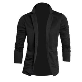 Pour homme Col élastique Poches avant Blazer boutonné homme Noir M Pour homme Col élastique Poches avant Blazer boutonné homme Noir M