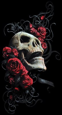 SPIRAL-T-Shirt-Manches-Longues-Nana-DARK-WEAR-Rose-Skull-Noir-0-0