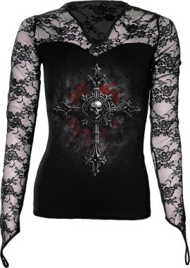 SPIRAL – T-Shirt Manches Longues Nana DARK WEAR – Vamp Fangs – Noir SPIRAL – T-Shirt Manches Longues Nana DARK WEAR – Vamp Fangs – Noir 2