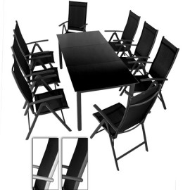 Salon-de-jardin-8-chaises-pliables-1-table-avec-plateau-en-verre-noir-190-x-87-x-74-cm-DIVERSES-COULEURS-AU-CHOIX-0