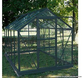 Serre grise SEKURIT 5,77m² avec base, 186 x 310 x 190 cm -PEGANE- Serre grise SEKURIT 5,77m² avec base, 186 x 310 x 190 cm -PEGANE-