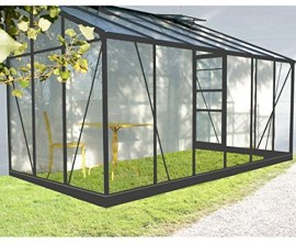 Serre grise SOLARIUM 7,22m² adossable avec base, 380 x 190 x 240 cm -PEGANE- Serre grise SOLARIUM 7,22m² adossable avec base, 380 x 190 x 240 cm -PEGANE-