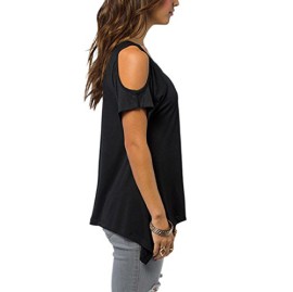 Tonsee-Femmes-Sexy-Casual-V-Neck-T-Shirt-Encolure-manches-courtes-T-shirt-extensible-solide-0-1