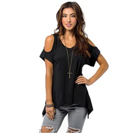 Tonsee® Femmes Sexy Casual V-Neck T-Shirt Encolure manches courtes T-shirt extensible solide Tonsee® Femmes Sexy Casual V-Neck T-Shirt Encolure manches courtes T-shirt extensible solide