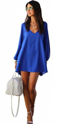 Y-BOA-Robe-Mini-Lche-Col-V-Casual-Simple-Uni-Epaule-Nue-Style-A-Voyage-Plage-0-0