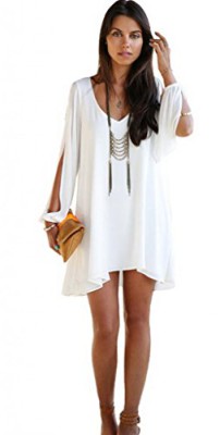 Y-BOA-Robe-Mini-Lche-Col-V-Casual-Simple-Uni-Epaule-Nue-Style-A-Voyage-Plage-0