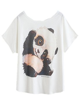 YICHUN Femme Tops Léger T-Shirt de Loisir Manche de Chauve-souris Tee-shirt Blouse Motif de Panda YICHUN Femme Tops Léger T-Shirt de Loisir Manche de Chauve-souris Tee-shirt Blouse Motif de Panda