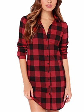 ZANZEA Femme Casual à Manches longues à Carreaux en Coton Longue Chemisier Tops Shirt Blouse ZANZEA Femme Casual à Manches longues à Carreaux en Coton Longue Chemisier Tops Shirt Blouse 2