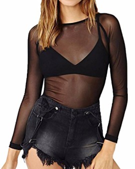 ZANZEA Sexy Femme manches longues pur Mesh sheer Noir Tee shirt Blouse chemisier Tops ZANZEA Sexy Femme manches longues pur Mesh sheer Noir Tee shirt Blouse chemisier Tops