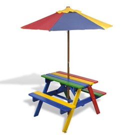 Table-de-pique-nique-enfant-en-quatre-couleurs-avec-parasol-0