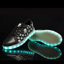 DoGeek-Chaussures-LED-Skull-Crane-noir-enfants-Femme-Homme-Clignotants-Chaussures-de-Sports-Baskets-Blanc-0-1