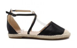 Espadrilles-plates-bout-ferm-brillant-Coloris-Noir-Neuf-Vos-Marques-Tendances-0