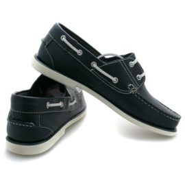 New-Mens-Chaussures-bateau-en-cuir-Bleu-marine-0-0