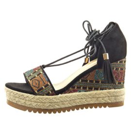 Sopily-Chaussure-Mode-Espadrille-Sandale-Cheville-femmes-pom-pom-camouflage-corde-Talon-compens-plateforme-9-CM-Noir-0-1