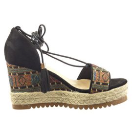 Sopily-Chaussure-Mode-Espadrille-Sandale-Cheville-femmes-pom-pom-camouflage-corde-Talon-compens-plateforme-9-CM-Noir-0-2