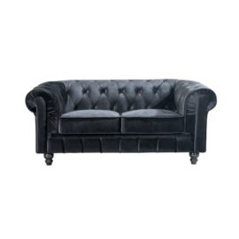 CANAPÉ 2 PLACES VELOURS NOIR CHESTERFIELD CANAPÉ 2 PLACES VELOURS NOIR CHESTERFIELD 2