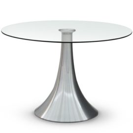 Menzzo KS1553 Contemporain Equinox Table Ronde Métal/Verre Argent 120 x 120 x 74 cm Menzzo KS1553 Contemporain Equinox Table Ronde Métal/Verre Argent 120 x 120 x 74 cm