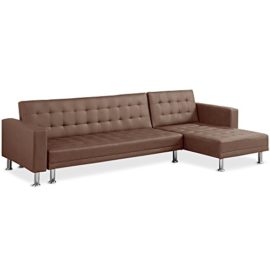 Menzzo-SFAC8-Contemporain-Vogue-Canap-dAngle-Convertible-Mtal-Choco-281-x-155-x-76-cm-0