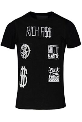 Philipp Plein « Rich Ass Black  » T-shirt Designer Shirt imprimé Pour les hommes et les hommes tailiert Slim Fit col rond noir avec impression et Applications Philipp Plein « Rich Ass Black  » T-shirt Designer Shirt imprimé Pour les hommes et les hommes tailiert Slim Fit col rond noir avec impression et Applications