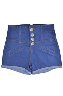 TOOGOOR-Femmes-Dames-Bleu-Taille-Haute-Pantalon-Moullant-Short-Extensible-Jeans-Pantalons-S-0