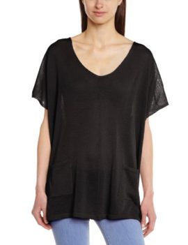 Vero-Moda-Inez-Blouse-Uni-Col-ras-du-cou-Manches-courtes-Femme-0