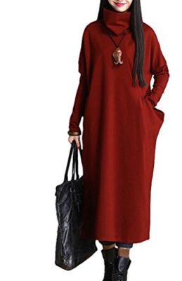 Vogstyle Femmes Nouveau Piles Collar robe de base Maxi avec le grand poches Vogstyle Femmes Nouveau Piles Collar robe de base Maxi avec le grand poches 2