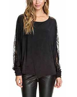 ZANZEA Femmes Sexy Lâche Dentelle Pull Chemisier Manches Chauve souris Longues Blouse Tops ZANZEA Femmes Sexy Lâche Dentelle Pull Chemisier Manches Chauve souris Longues Blouse Tops