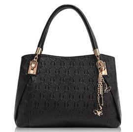 Coofit-Lot-de-3-sacs-pour-femmes-en-cuir-vintage-Sac–main-Sac–bandoulire-Pochette-Noir-0-0