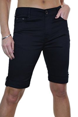 ICE-1502-1-Short-en-Jeans-Extensible-Style-Chinos-Noir-Brillant-0