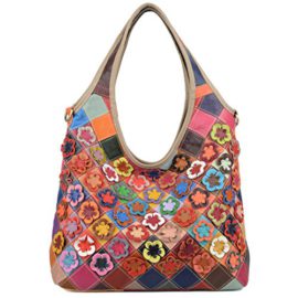 Jardin Yaluxe Femme Cabas Sac Portatif en Agneau Doux Tressé losanges et Multi-Fleurs Chouette Multicolore Jardin Yaluxe Femme Cabas Sac Portatif en Agneau Doux Tressé losanges et Multi-Fleurs Chouette Multicolore