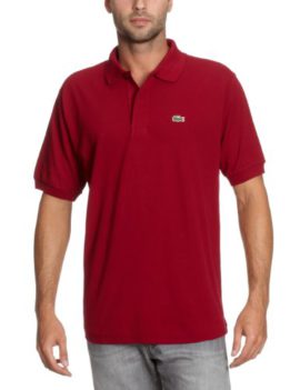 Lacoste-Polo-coupe-droite-Uni-Col-Polo-Manches-Courtes-Homme-Rouge-Bordeaux-Medium-0