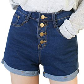 Ninimour-Short-en-Jeans-pour-Femmes-Retroussable-Taille-Haute-0