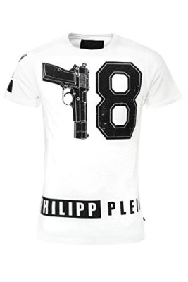 Philipp-Plein-78-The-Hotel-T-shirt-chemise-blanche-Designer-Shirt-imprim-Pour-les-hommes-et-les-hommes-tailiert-Slim-Fit-tour-de-cou-blanc-avec-impression-et-Applications-0