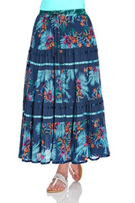 Roman-Originals-Jupe-Maxi-Longue-Bohme-Hippie-Tropical-Extensible-Vacances-dt-Bleu-0-0