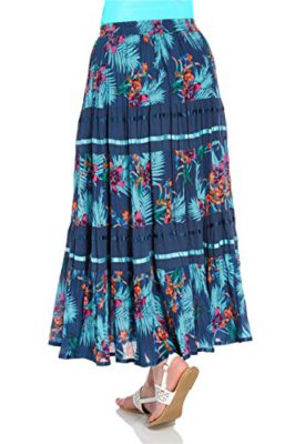 Roman Originals – Jupe Maxi Longue Bohème Hippie Tropical Extensible Vacances d’Été – Bleu Roman Originals – Jupe Maxi Longue Bohème Hippie Tropical Extensible Vacances d’Été – Bleu 4