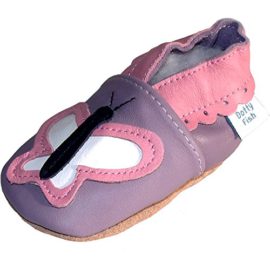 Chaussures de bébé en cuir souple couleur lila et rose de papillon, Dotty Fish filles Chaussures de bébé en cuir souple couleur lila et rose de papillon, Dotty Fish filles