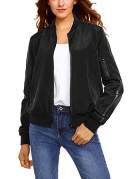 BAISHENGGT-Femme-Veste-Blouson-Jacket-Bomber-Classique-Fermeture-clair-0