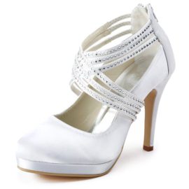 ElegantPark EP11085-PF Femme bout Ronde Plate-Forme De Haut Talon Zip Bretelles En Satin Chaussures De Mariage ElegantPark EP11085-PF Femme bout Ronde Plate-Forme De Haut Talon Zip Bretelles En Satin Chaussures De Mariage