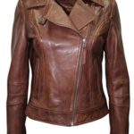 Femmes BRANDO 442 Marron Motard Casual nappa doux Veste en cuir Femmes BRANDO 442 Marron Motard Casual nappa doux Veste en cuir