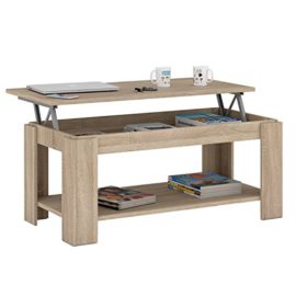 Habitdesign 001639 F Table basse relevable avec porte-revues intégré Chêne naturel 102 x 50 x 43/54 cm de hauteur Habitdesign 001639 F Table basse relevable avec porte-revues intégré Chêne naturel 102 x 50 x 43/54 cm de hauteur