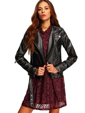 ROMWE Veste en cuir PU Zippé – Manches Longues – Femme ROMWE Veste en cuir PU Zippé – Manches Longues – Femme 2