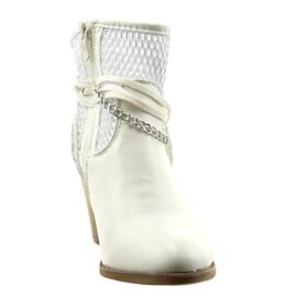 Sopily – Chaussure Mode Bottine Cheville femmes résille chaïnes corde Talon haut bloc 8 CM – Blanc Sopily – Chaussure Mode Bottine Cheville femmes résille chaïnes corde Talon haut bloc 8 CM – Blanc 6