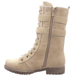 Sopily-Chaussure-Mode-Bottine-Rangers-mi-mollet-femmes-boucle-Fermeture-Zip-Talon-bloc-3-CM-Intrieur-fourrure-synthtique-fourre-Beige-0-1