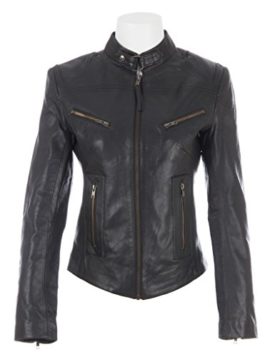 Veste de motard ultra-élégante en cuir véritable super doux pour femmes par MDK Veste de motard ultra-élégante en cuir véritable super doux pour femmes par MDK