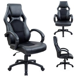 Duhome 0401 Fauteuil de bureau ergonomique en cuir synthétique et maille avec repose-tête et fonction bascule Noir Duhome 0401 Fauteuil de bureau ergonomique en cuir synthétique et maille avec repose-tête et fonction bascule Noir